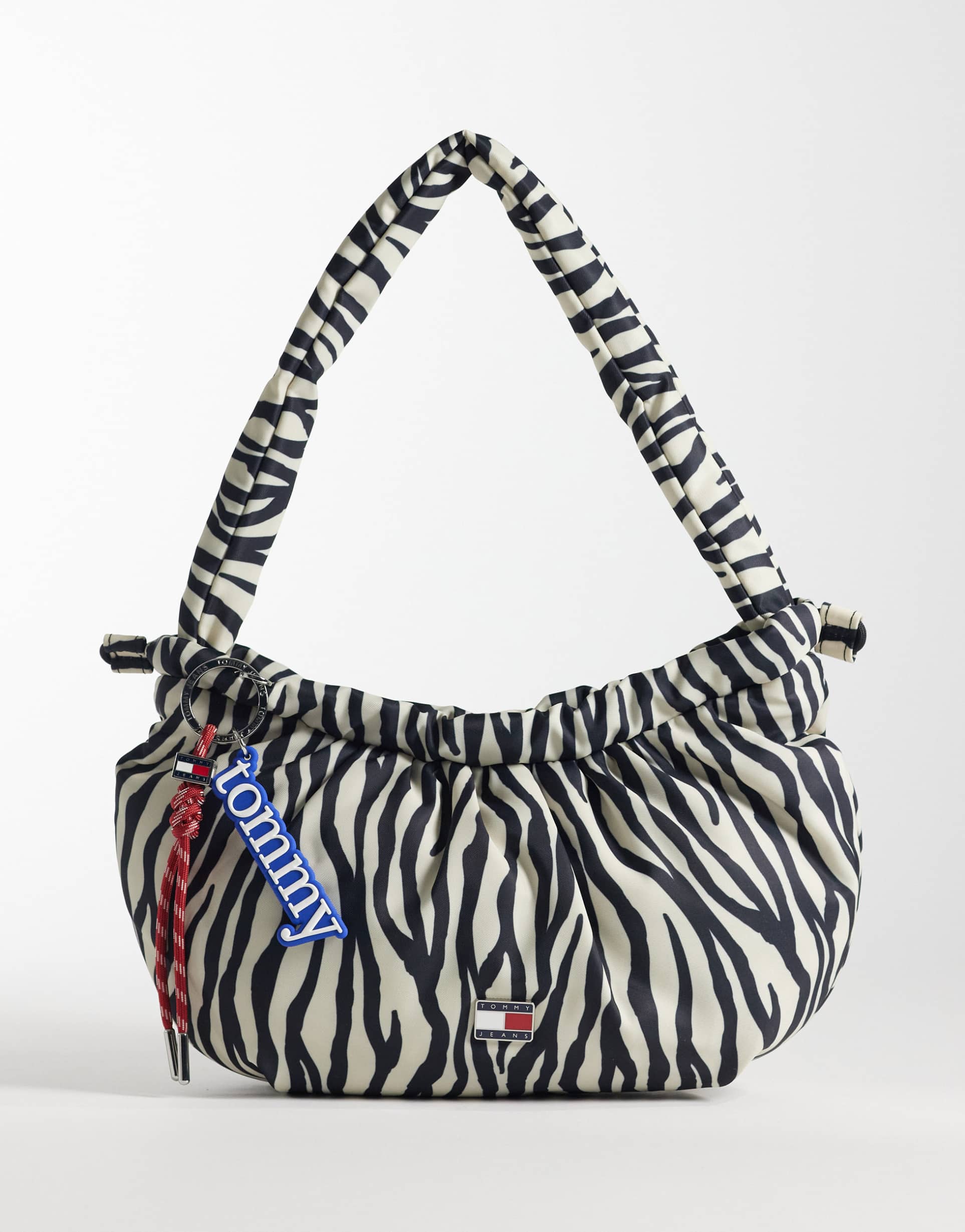 tommy jeans icon charms shoulder bag in zebra print