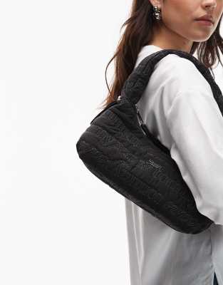 Tommy Jeans icon logo puffer shoulder bag in black