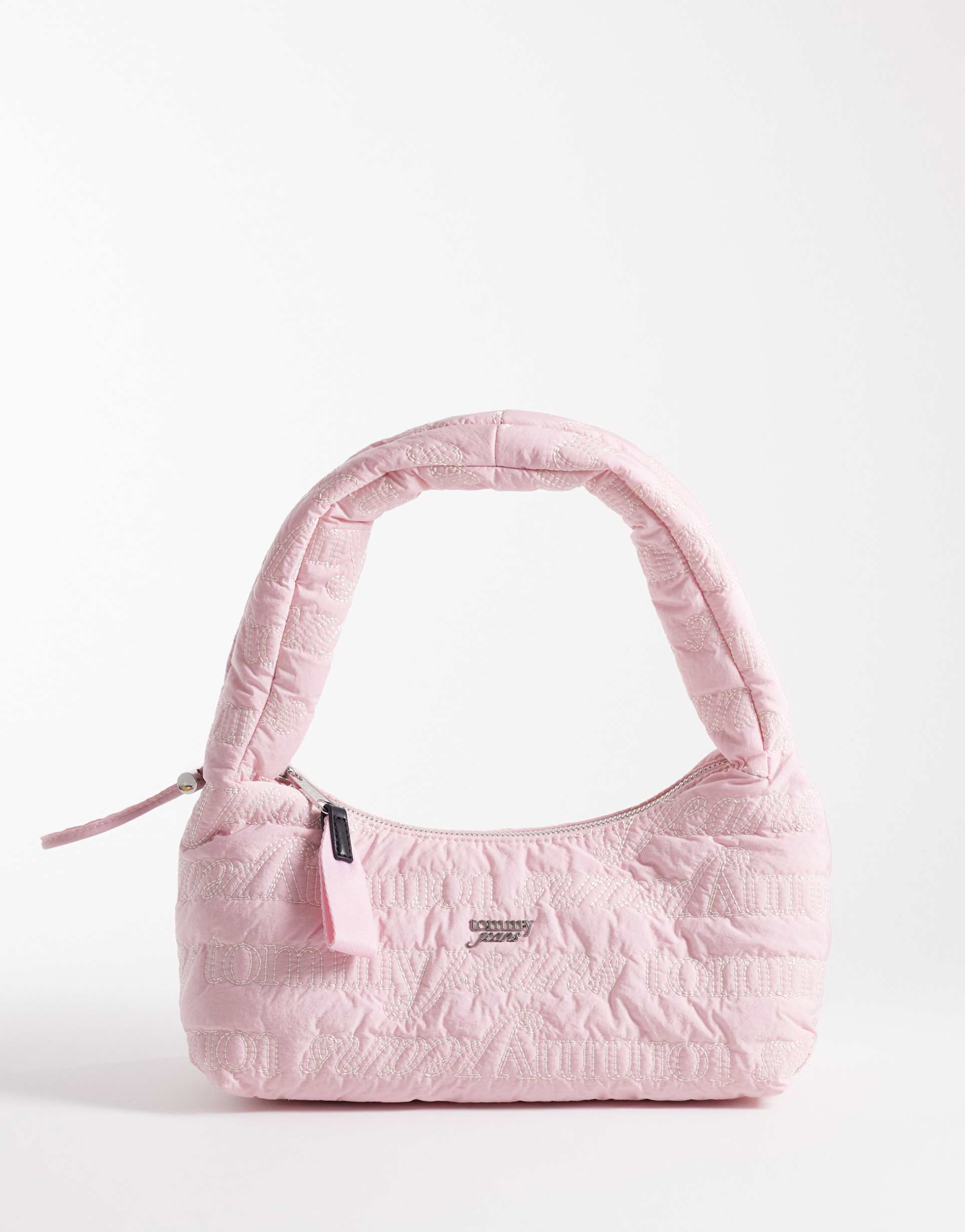 tommy jeans icon logo puffer shoulder bag in pink