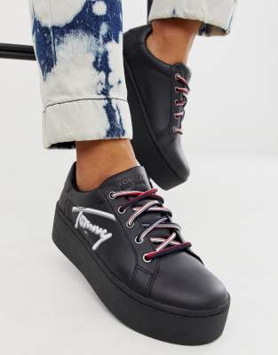 tommy jeans icon signature logo flatform sneakers