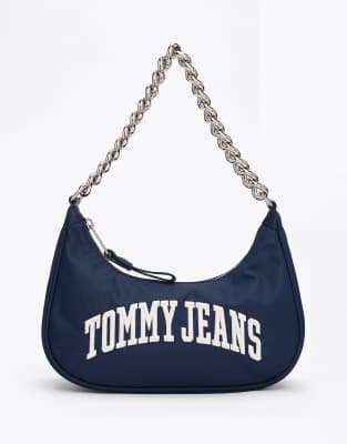 Tommy Jeans - Iconic - Schultertasche in Dunkelblau mit Kettenriemen