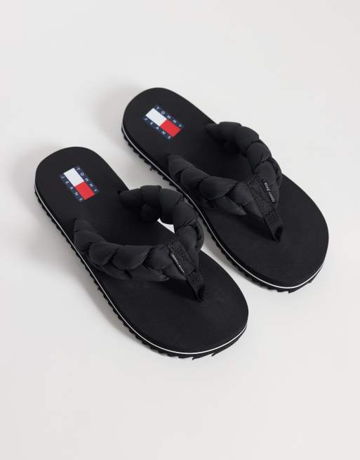 Tommy Jeans - Infradito nere con suola spessa e dettaglio intrecciato
