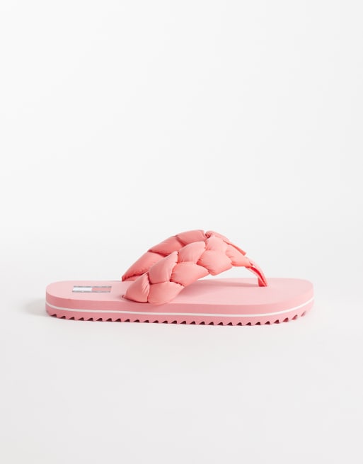 Tommy Jeans - Infradito rosa con suola spessa e dettaglio intrecciato