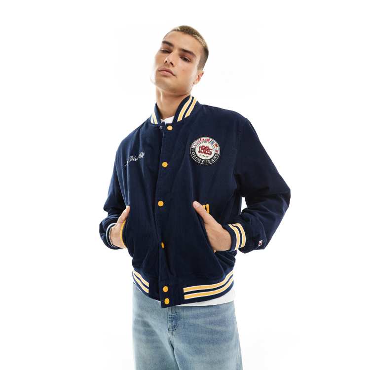 Tommy Jeans International Games unisex cord varsity jacket in indigo