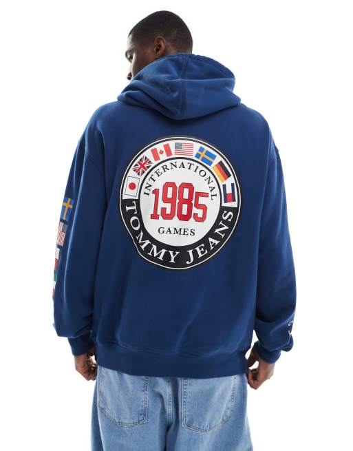 Tommy Jeans International Games unisex hoodie in indigo, 2 of 4