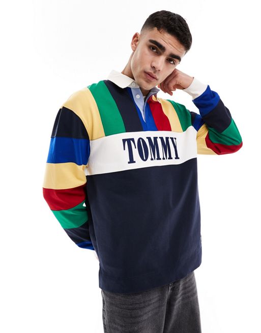 Tommy Jeans International Games unisex rugby top in indigo