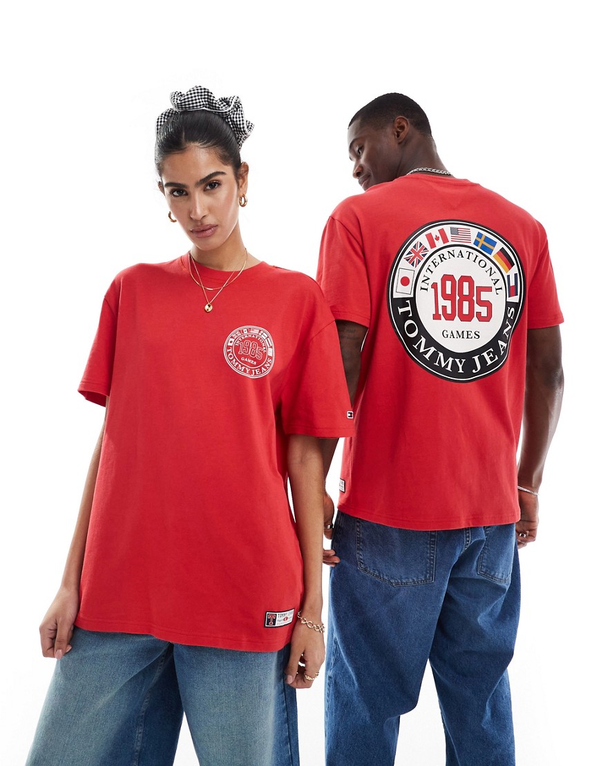 Tommy Jeans International Games unisex t-shirt in red