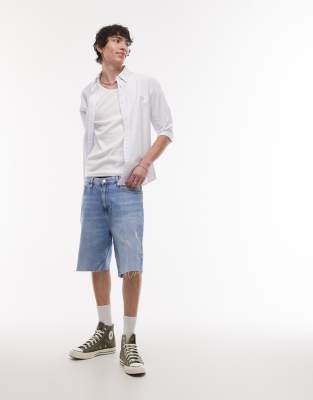 Tommy Jeans Isaac Crest Pocket Relaxed Denim Jorts In Blue