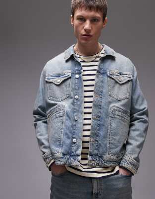 Tommy Jeans Isaac Relaxed Trucker Denim Jacket In Blue