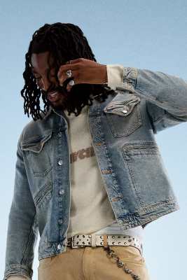 Tommy Jeans Isaac relaxed washed trucker denim jacket in medium wash-Blue