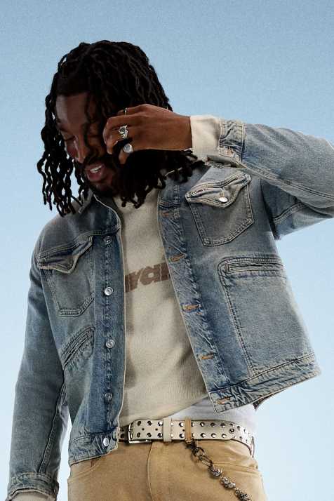 Tommy Jeans Isaac relaxed washed trucker denim jacket in medium wash - view 1