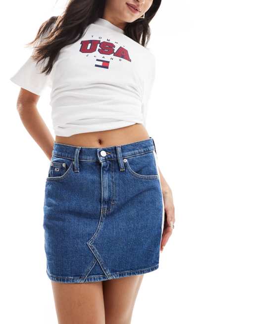 Tommy Jeans – Izzie – Niebieska spódnica jeansowa mini