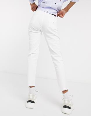 white high rise mom jeans
