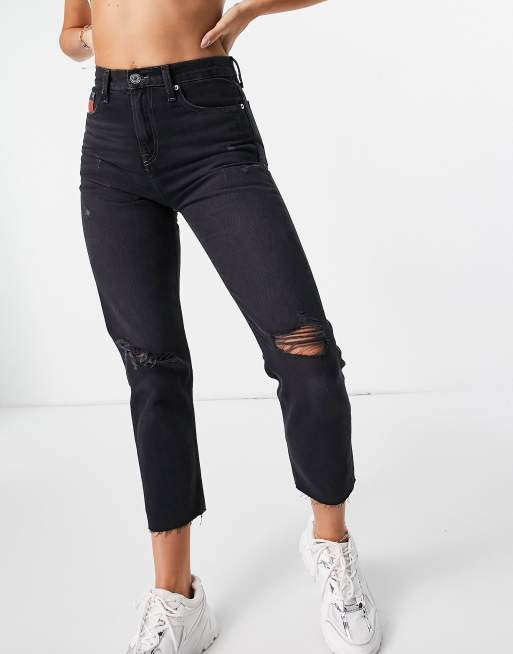 Axels Premium Denim Tommy Flare Jeans In Washed Black