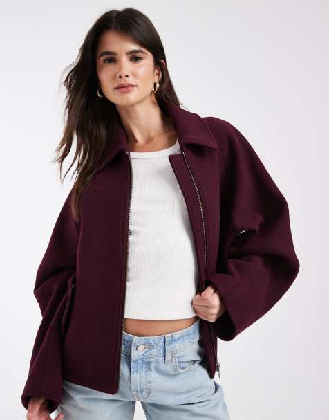 Tommy Jeans jacka i ullmix i burgundy - view 1