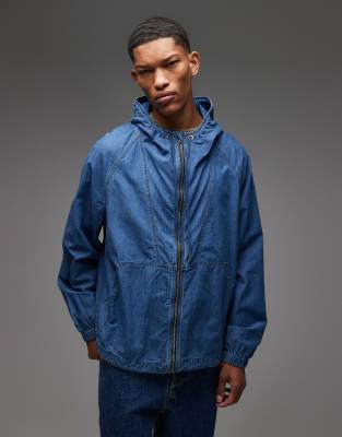 Jacke in Dunkelblau aus Rippstopp mit durchgehendem Reißverschluss-Marineblau Marineblau 52