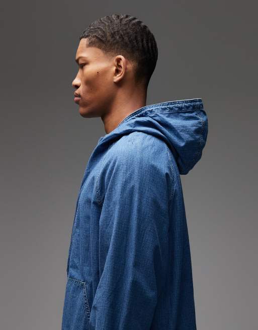 Tommy Jeans – Jacke in Dunkelblau aus Rippstopp mit durchgehendem Reißverschluss, 4 von 5