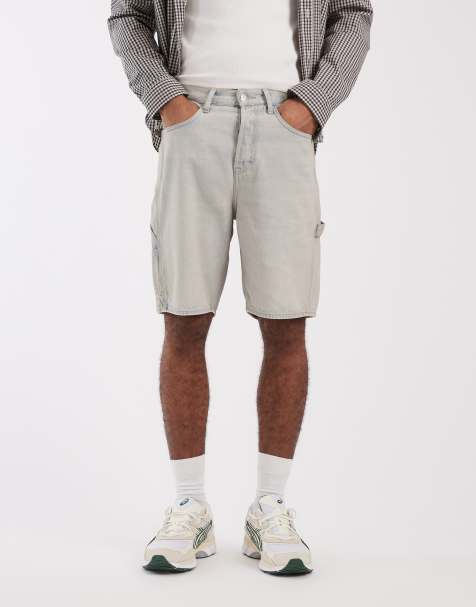Tommy Jeans Jaimie avslappnad passform carpenter-jorts i silver wash blue - view 1