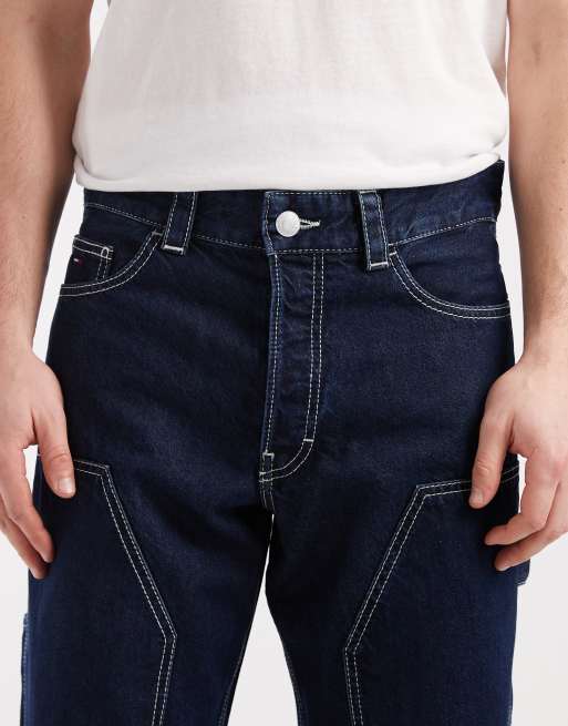 Tommy Jeans – Jaimie – Locker geschnittene Carpenter-Jeans in dunkelblauer Waschung mit geradem Schnitt, 5 von 5