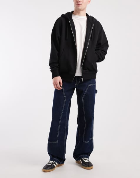 Tommy Jeans Jaimie relaxed straight fit carpenter jeans in dark wash blue - view 1