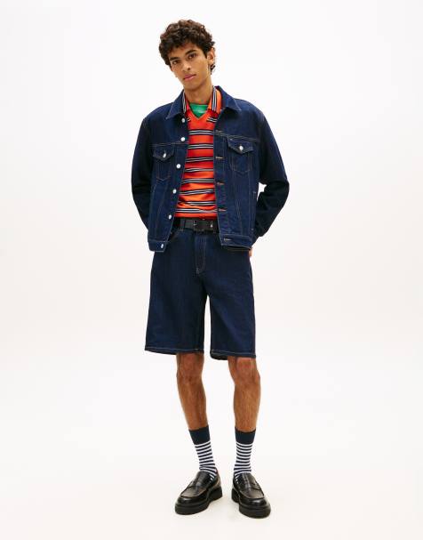 Tommy Jeans - Jaimie - Ruimvallende denim skatershort in blauw met donkere wassing - view 1