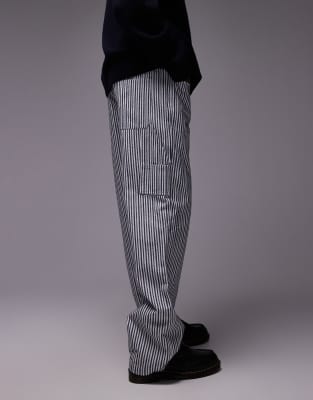 Tommy Jeans Jamie Carpenter Stripe Pants In Black