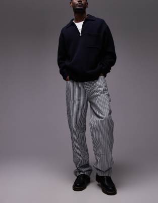Tommy Jeans Tommy Jeans Jamie carpenter stripe trousers in white and navy
