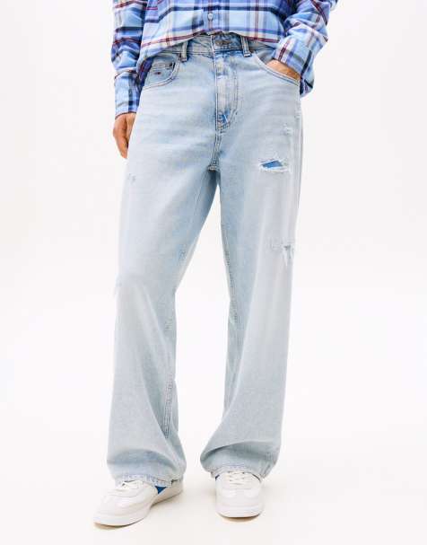 Tommy Jeans Jamie loose straight leg ripped jeans in light wash 