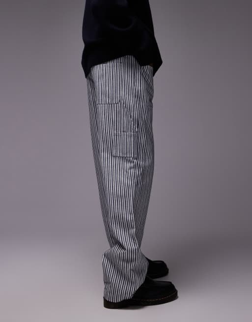 Tommy Jeans Jamie Pantaloni bianchi e blu navy a righe ASOS