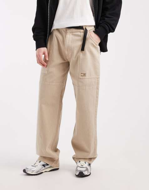 Tommy Jeans – Jamie – Piaskowe spodnie z prostymi nogawkami i paskiem - view 1