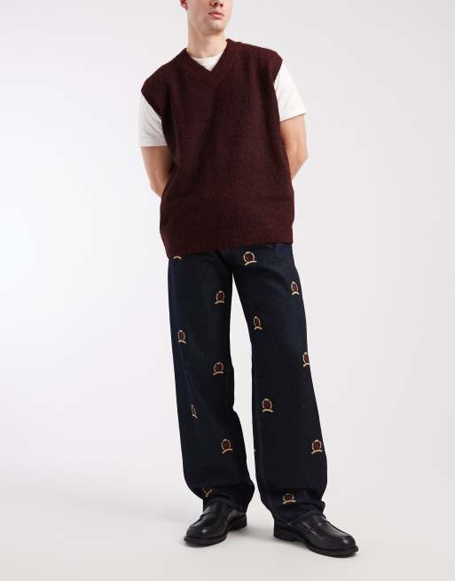 Tommy Jeans - Jamie - Ruimvallende jeans met rechte pijpen en bedekt met embleemlogo in donkere wassing 