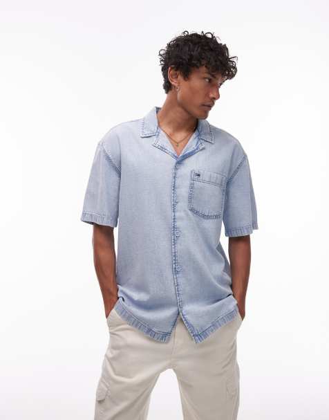 Tommy Jeans denim bowler shirt in light wash