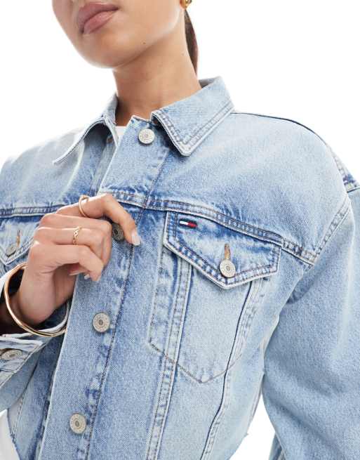 Tommy Jeans – Jasnoniebieska krótka jeansowa kurtka typu trucker , 4 z 4