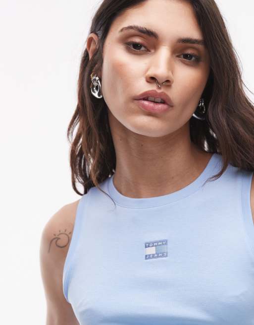 Tommy Jeans – Jasnoniebieski dopasowany top bez rękawów, 4 z 4