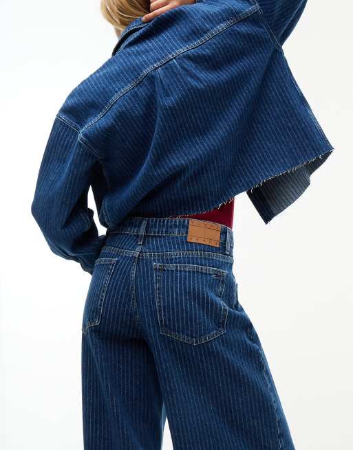 Tommy Jeans jean ample taille basse à rayures fines Daisy bleu foncé, 4 de 7