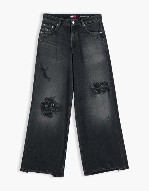 Tommy Jeans jean ample taille basse effet usé noir cendré, 7 de 7