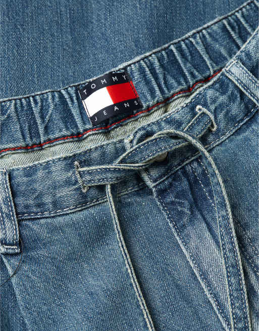 Tommy Jeans jean large ample à cordon avec lin en bleu, 7 de 7