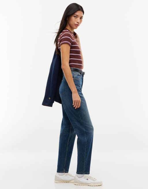 Tommy Jeans jean mom taille haute à jambe fuselée en denim foncé, 3 de 7