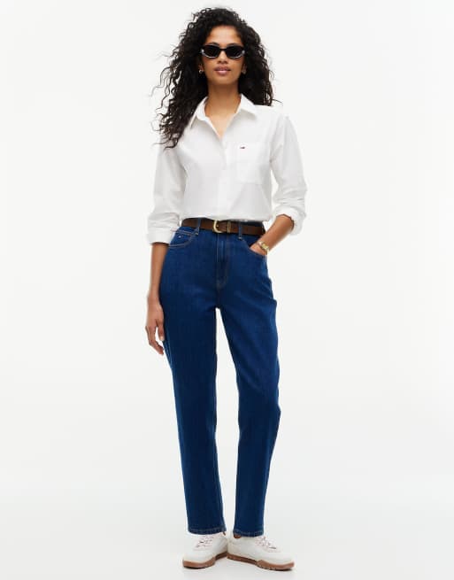 Tommy Jeans jean mom taille haute fuselé en denim foncé, 2 de 7