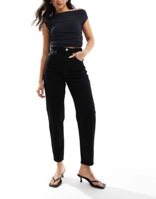 Jean mom clearance taille haute noir