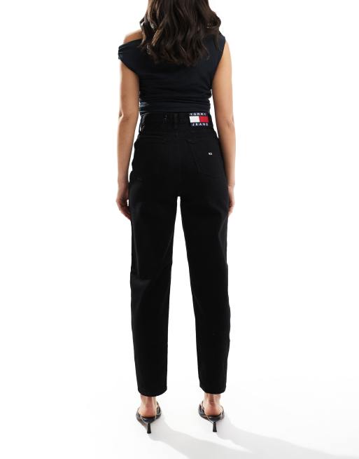 Jean mom taille haute noir hot sale