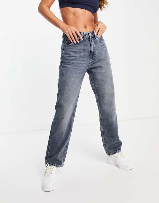 Jeans taille best sale haute gris