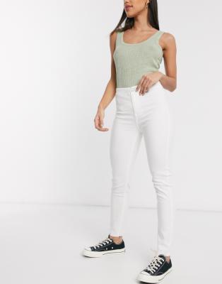 jean taille haute blanc femme