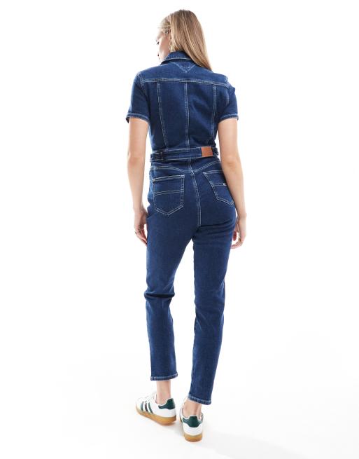Tommy Jeans – Jeans-Jumpsuit in mittlerer Waschung mit engem Schnitt, 3 von 4