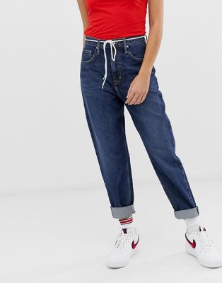 Tommy Jeans - Jeans met smaltoelopende pijpen en hoge taille vervaardigd van gerecycled katoen-Blauw