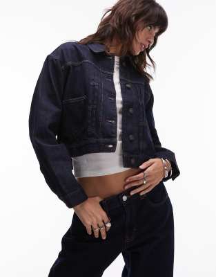 Tommy Jeans - Jeansjacke in indigoblauer Waschung mit gefalteter Webkante-Marineblau