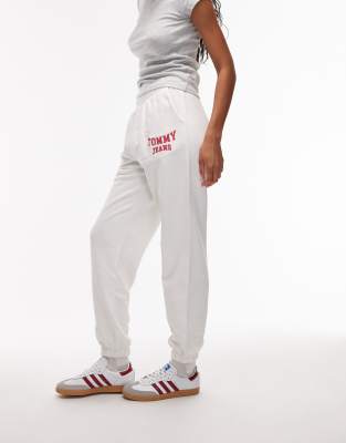 Jogger style universitaire - Blanc cassé/rouge M