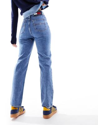 Tommy Jeans - Julie - Gerade geschnittene Jeans in mittlerer Waschung mit sehr hohem Bund-Blau