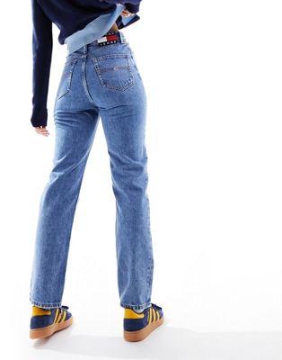 Tommy Jeans Julie ultra high rise straight leg jeans in medium wash - ASOS Price Checker