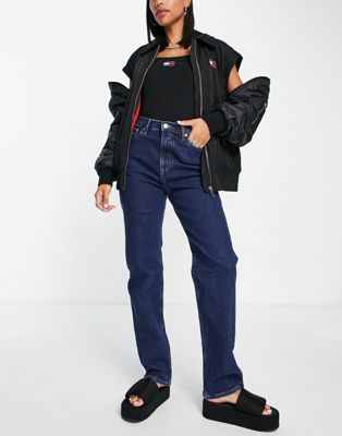 Tommy Jeans julie ultra high rise straight jeans in indigo - ASOS Price Checker